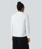 Chemise de travail en mousseline col V manches longues