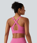 Haut brassière de sport Halara UltraSculpt™ maintien moyen col V, dos nu, bretelles croisées, coussinets amovibles, bonnets E à G