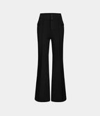 Pantalon cargo décontracté évasé taille haute avec poches à rabat latérales