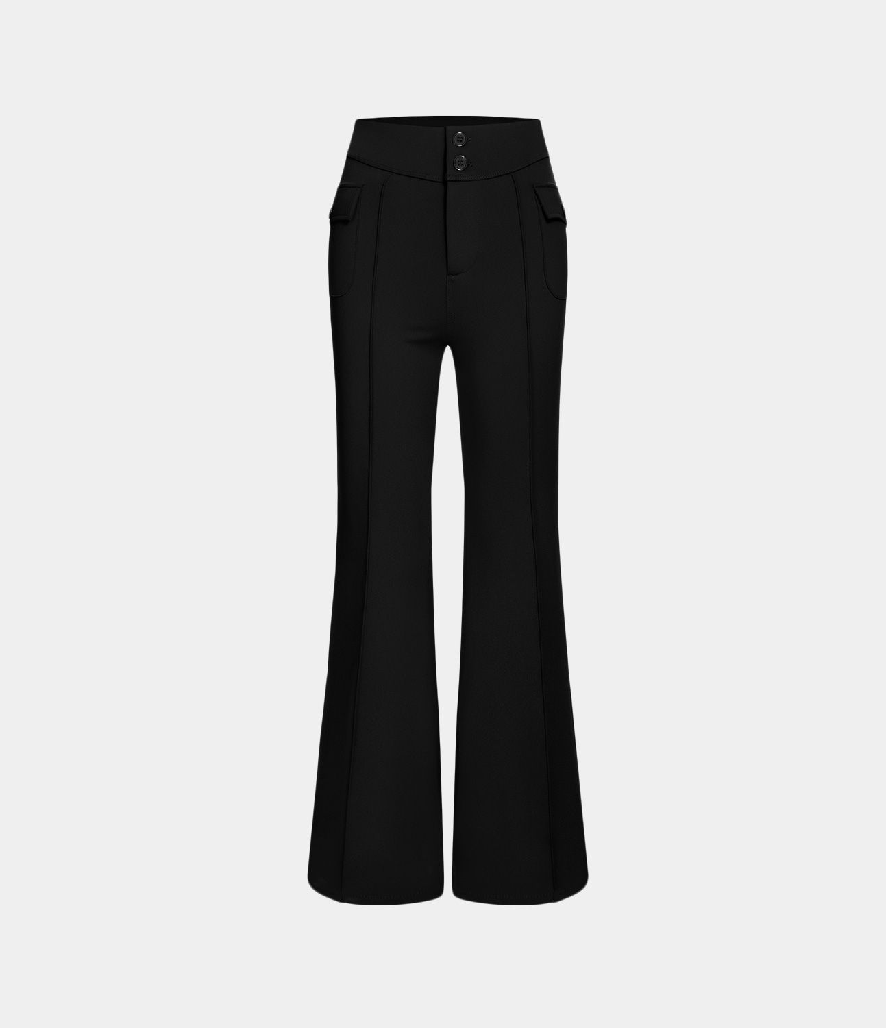 Pantalon cargo décontracté évasé taille haute avec poches à rabat latérales
