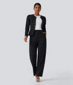 Blazer travail ouvert col rond manches longues