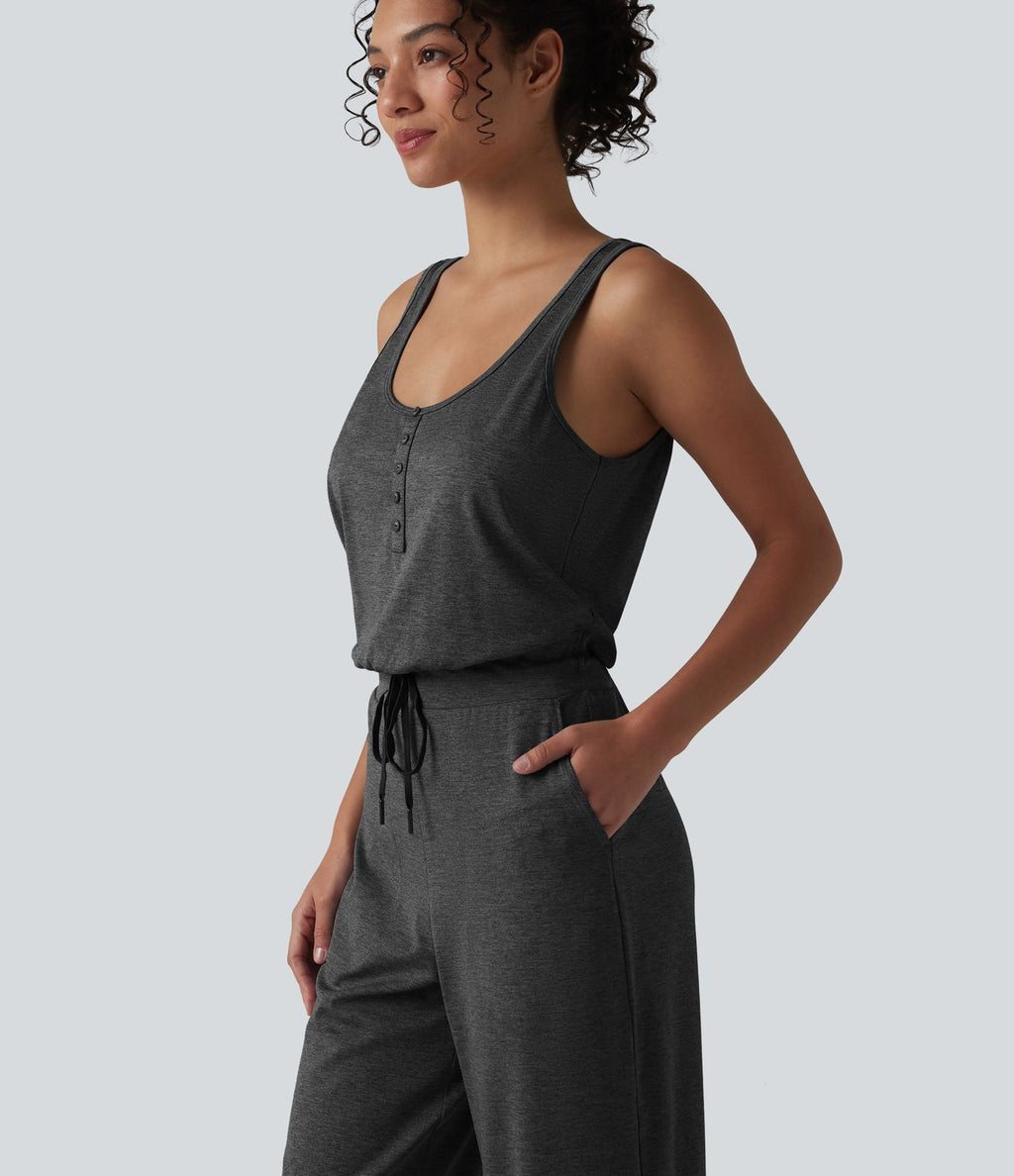Halara UltraSculpt™ Combinaison yoga chinée col U sans manches séchage rapide avec poches - Easy Peasy
