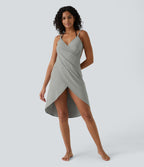 Robe de Plage Fines bretelles croisée dos nu effet portefeuille effet frais InstantCool