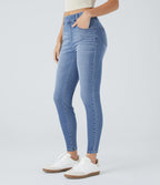 Jean skinny 7/8 décontracté taille mi-haute Halara Flex™ avec poches à enfiler