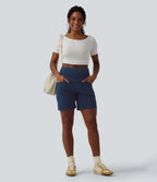 Short en jean Halara Flex™ casual gainant taille haute 17,5 cm avec poches
