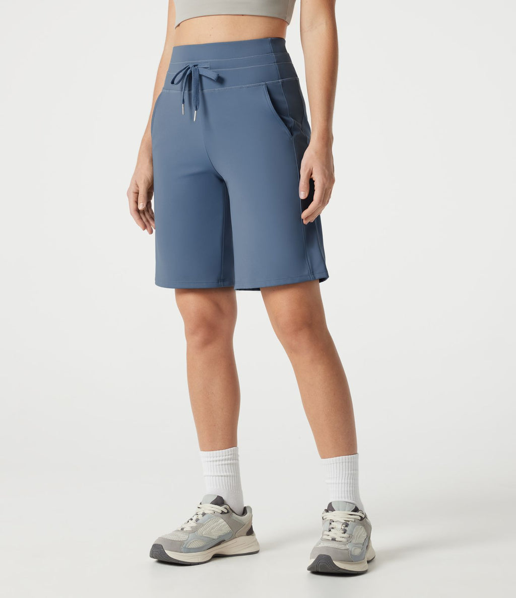 Short de sport SoftlyZero™ en peluche, taille haute, à cordon de serrage et poches