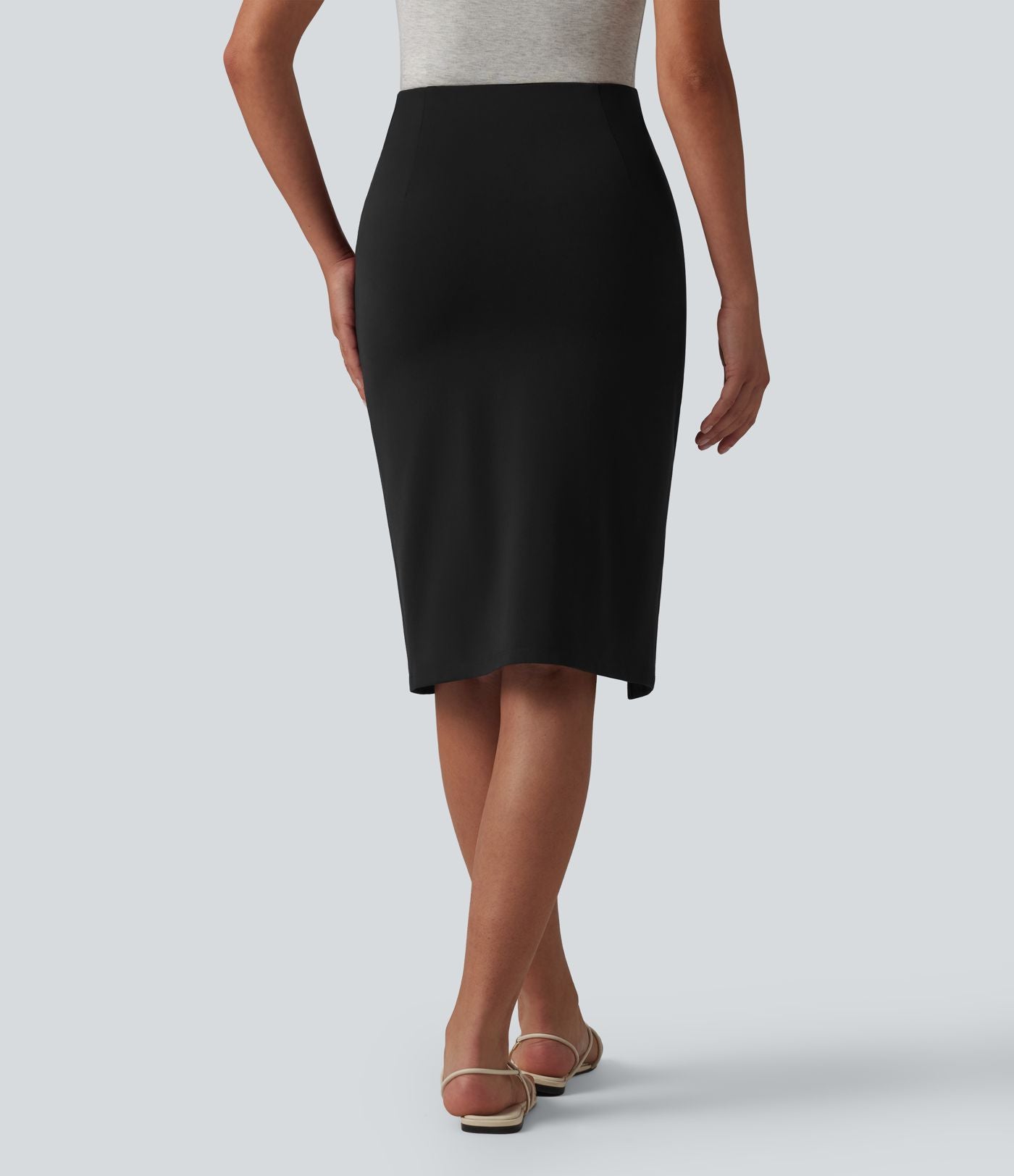 Jupe casual moulante taille haute longueur genou
