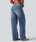 Halara Flex™ Jean coupe droite décontracté taille mi-haute avec poches