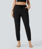 Pantalon jogging détente thermique chiné taille mi-haute séchage rapide avec cordon et poches - UPF40+