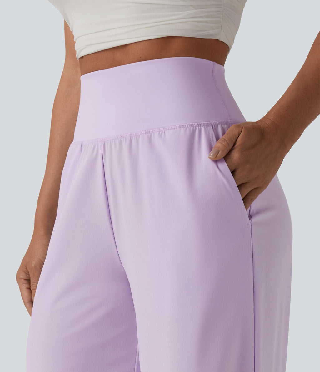 Pantalon large séchage rapide Breezeful™ taille haute à volants avec poches