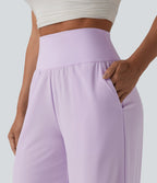 Pantalon large séchage rapide Breezeful™ taille haute à volants avec poches