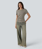 T-shirt col rond manches courtes avec boutons-pression