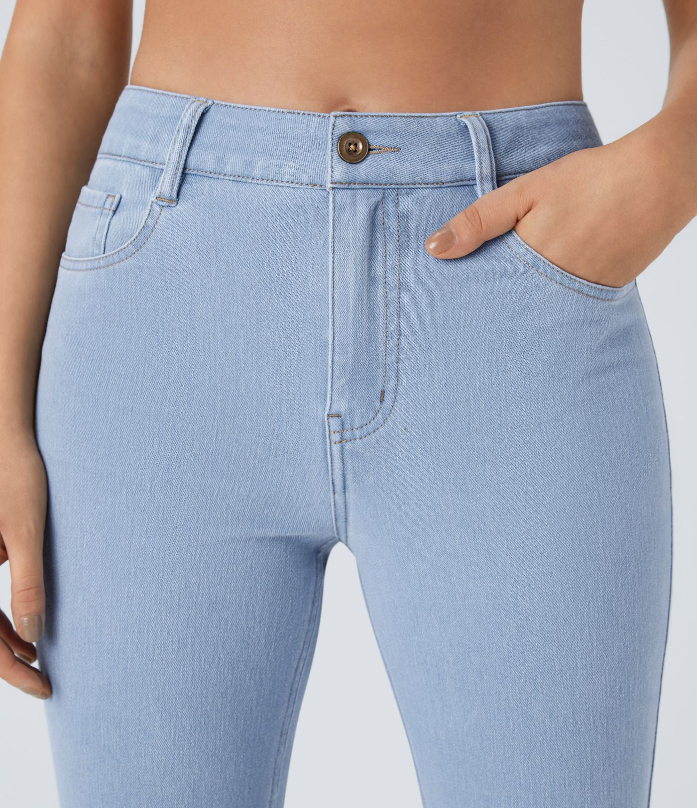 Halara Flex™ Jean Évasé Casual Taille Mi-haute Tricot Extensible Boutonnés Poches