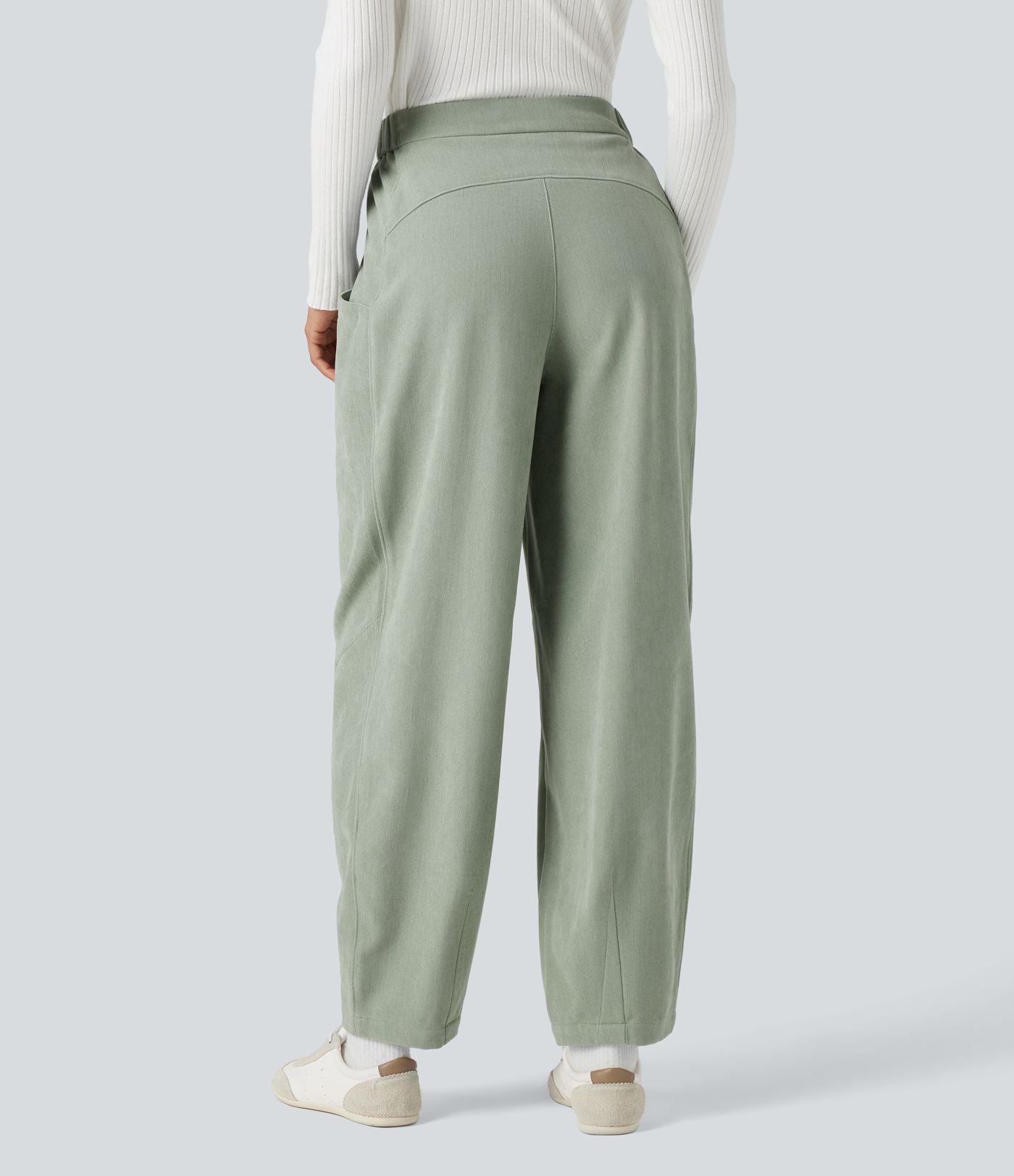Pantalon barrel taille haute avec poches