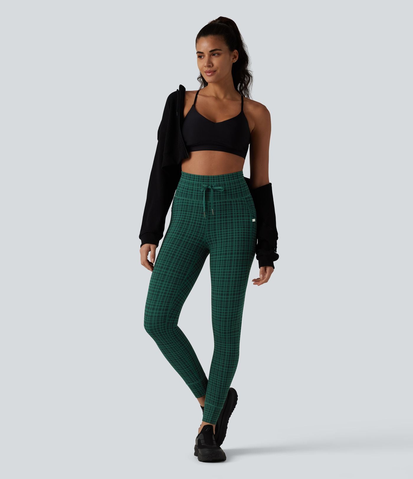 Legging de yoga Halara UltraSculpt™ taille haute avec cordon de serrage imprimé carreaux avec poches