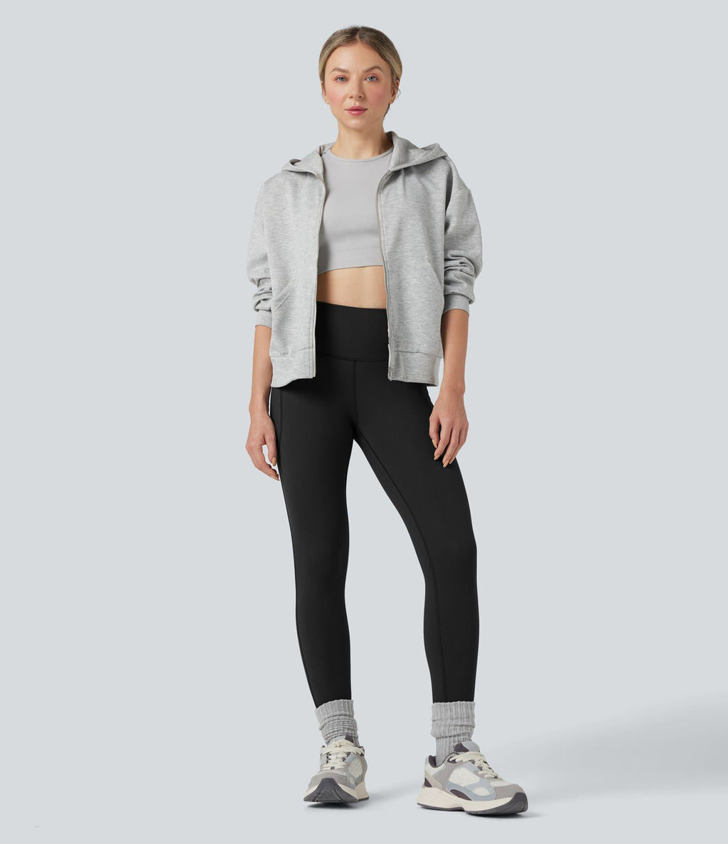 Legging 7/8 en molleton taille haute de randonnée avec poches