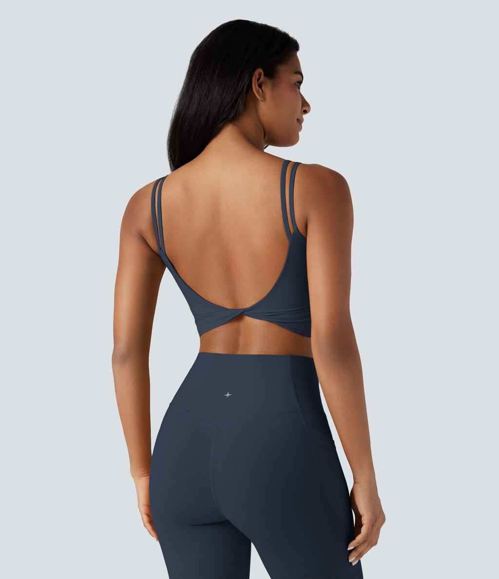 Débardeur yoga court Halara UltraSculpt™ double bretelles torsadé dos nu