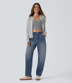 Jean barrel Halara Flex™ taille haute coupe barrel délavé avec poches