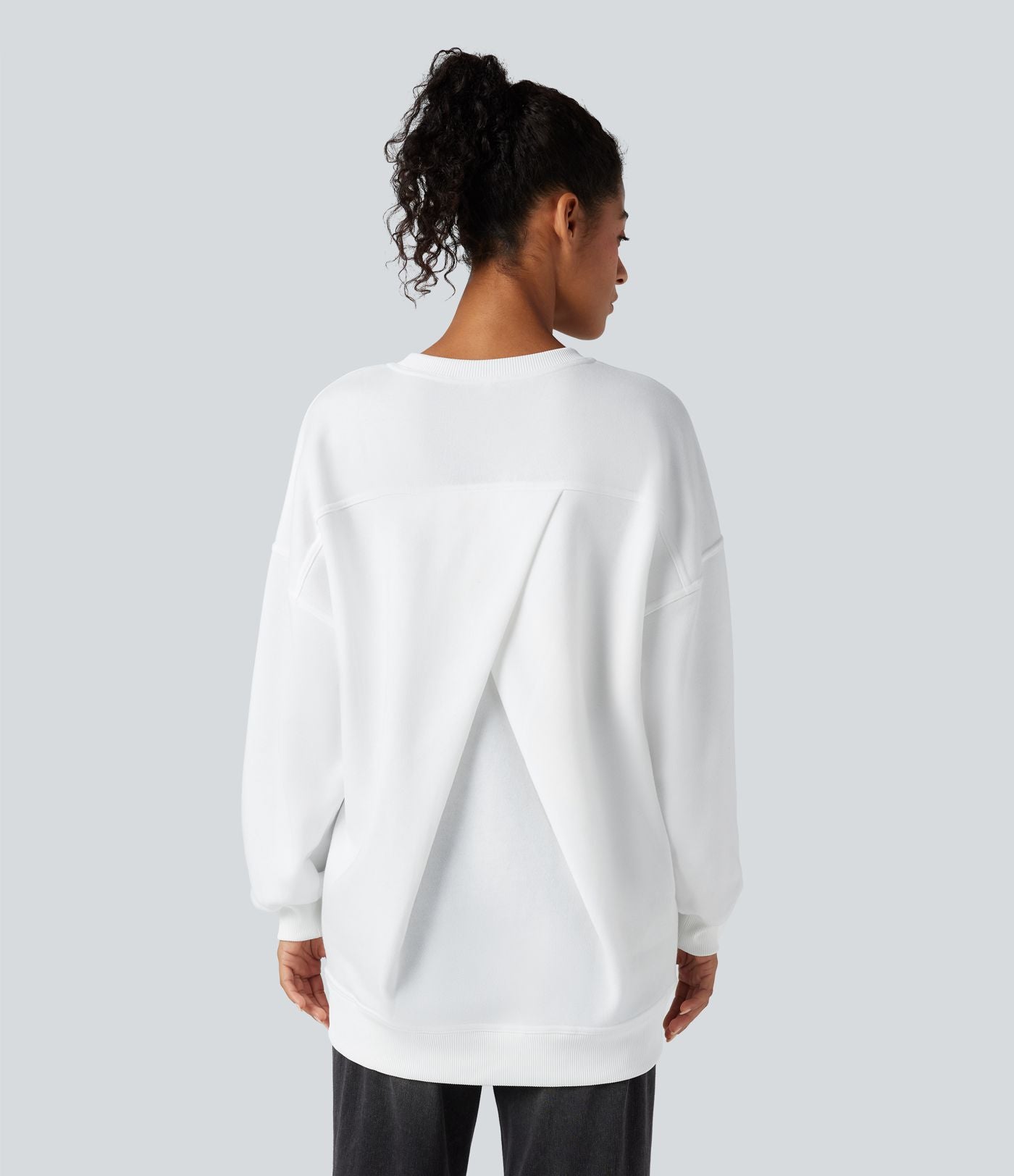 Sweat-shirt décontracté en polaire, col rond, manches longues, poches latérales, coupe oversize