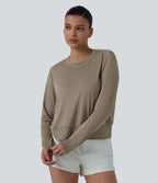 T-shirt casual col rond manches longues coupe ample