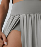 Breezeful™ Jupe Taille Haute Casual Maxi Séchage Rapide Fluide Fente Plissée 2 en 1