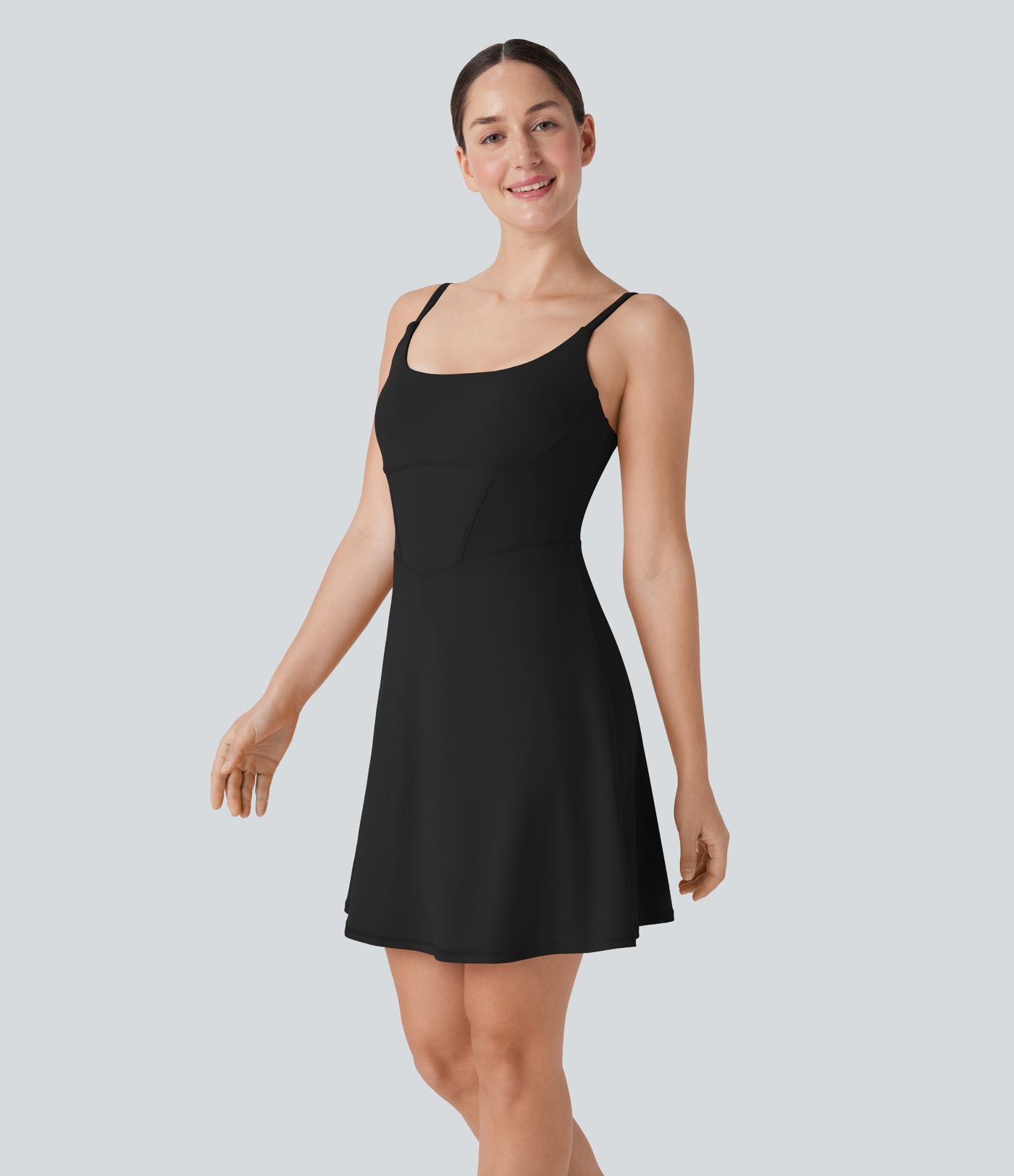 Robe décontractée mini 2-en-1 Softlyzero™ Plush avec corset, dos nu et poche latérale - Longueur allongée