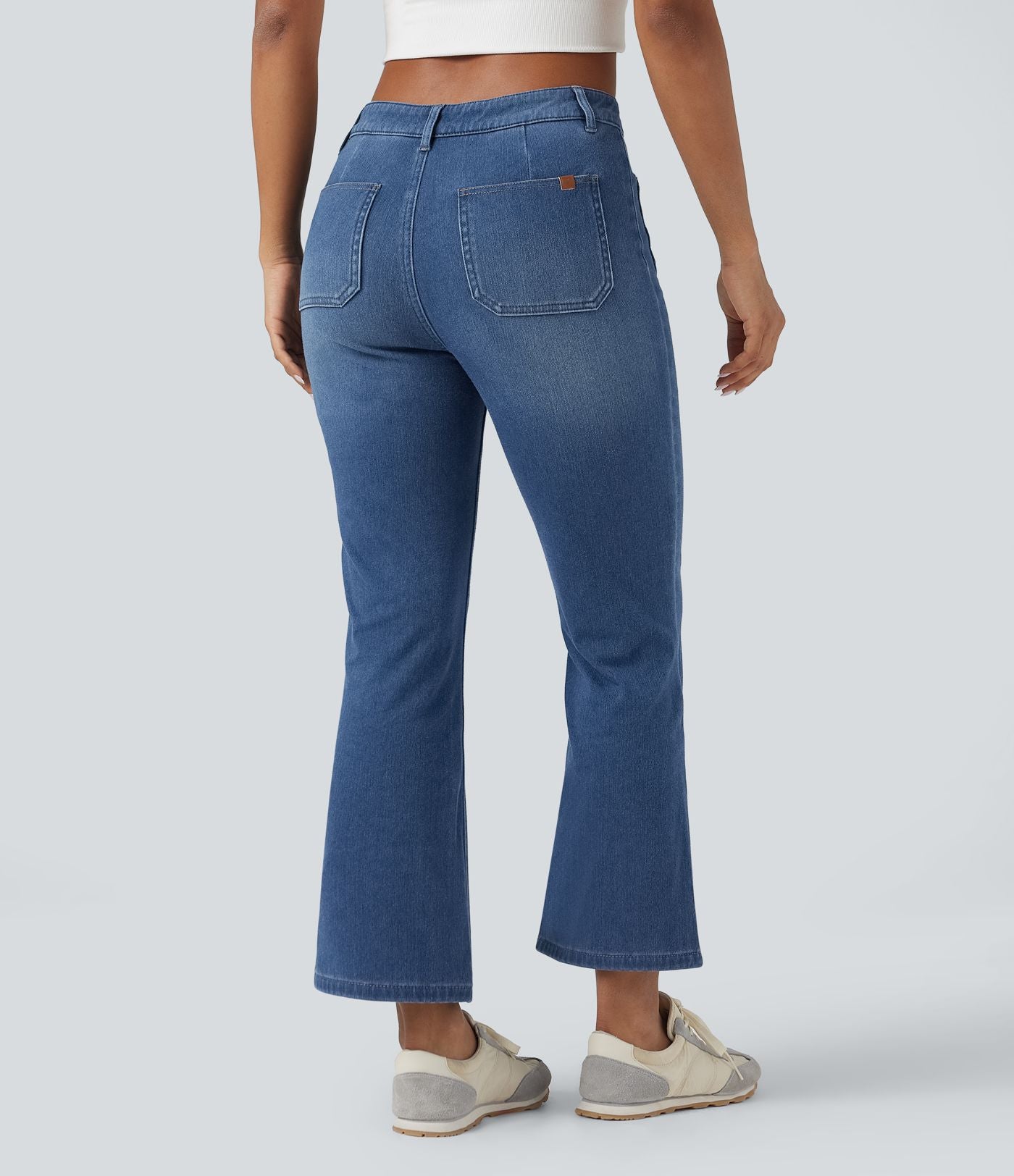 Halara Flex™ Jean 7/8 casual évasé en denim molleton taille mi-haute avec poches