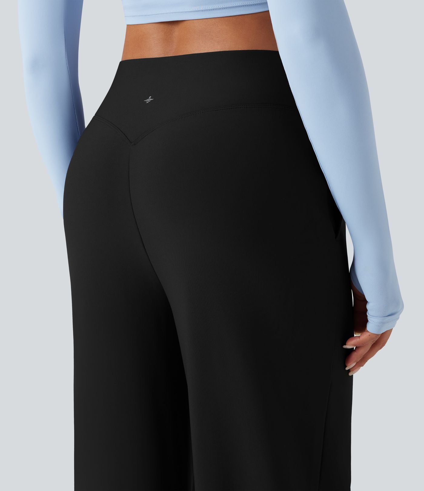 Pantalon de yoga ample thermique en polaire, dos en V, taille haute, avec poches