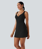 Robe de yoga active 2-en-1 Softlyzero™ Plush dos nu avec bonnets moulés push-up fermeture éclair bretelles ajustables et poches - Easy Peasy