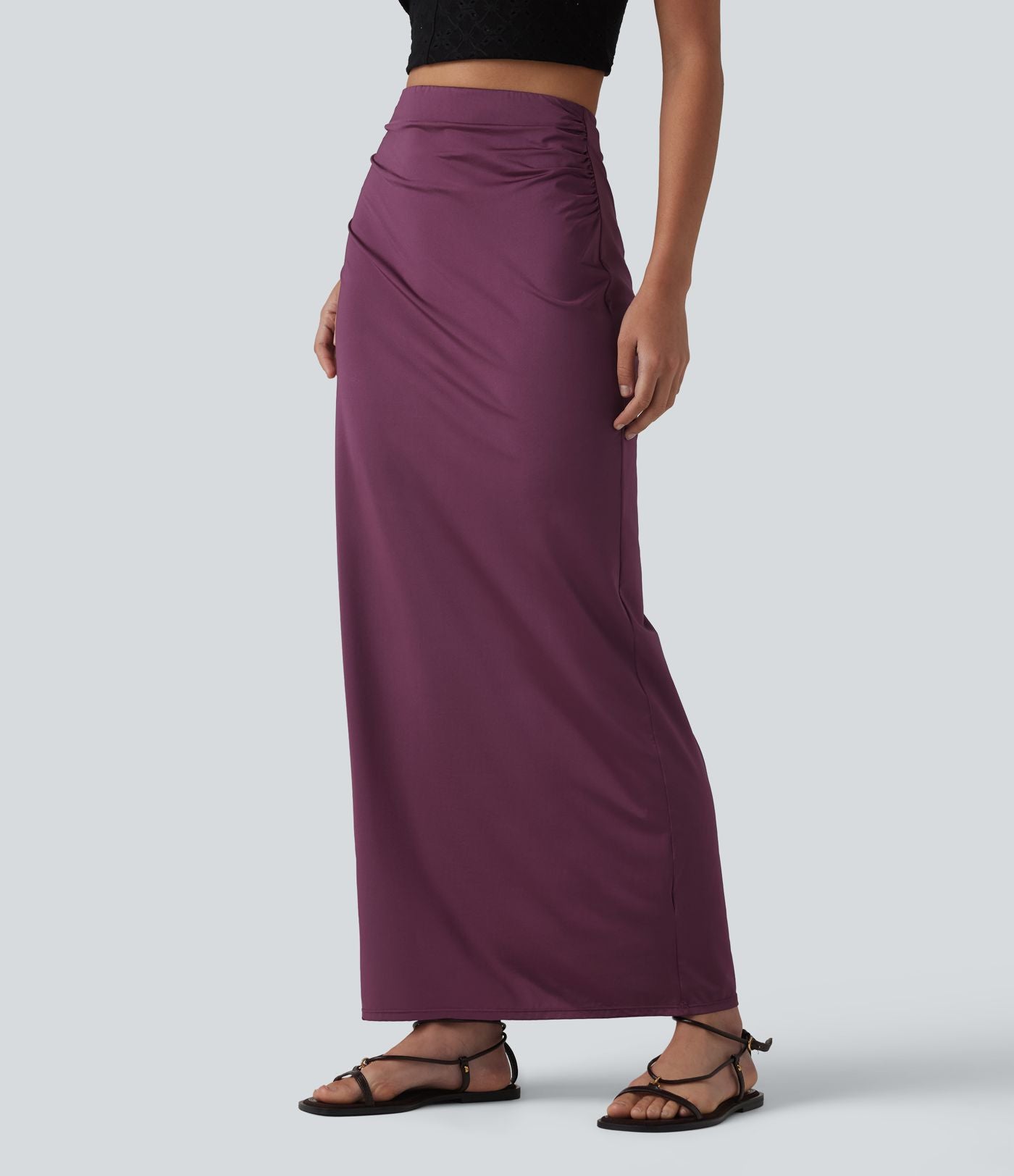 Jupe crayon longue taille haute effet frais InstantCool avec fronces