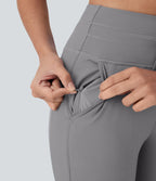 Pantalon corsaire jogging de yoga Softlyzero™ moelleux, taille haute à cordon avec poches latérales