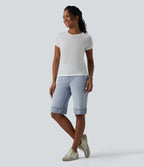 Short tailleur Halara Flex™ denim casual taille mi-haute avec poches