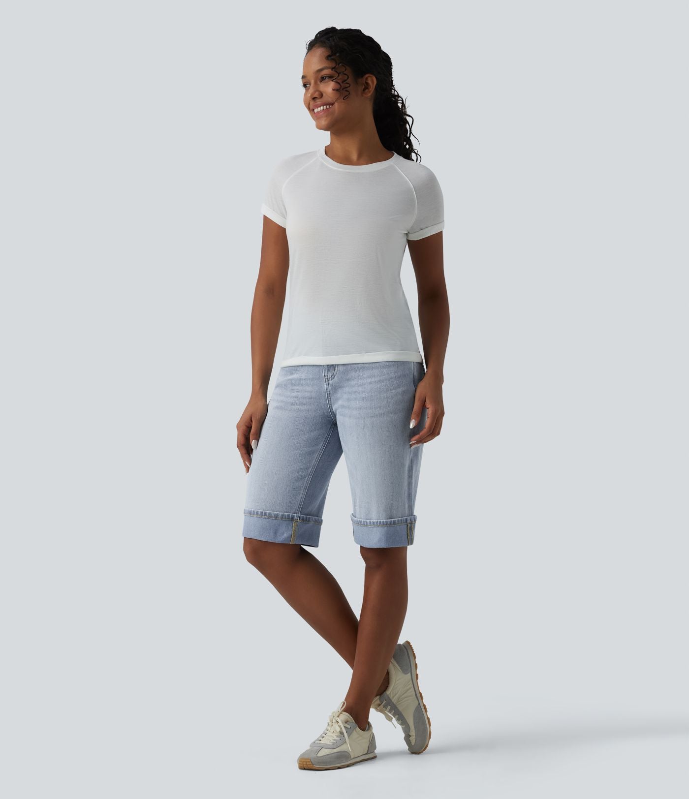 Short tailleur Halara Flex™ denim casual taille mi-haute avec poches
