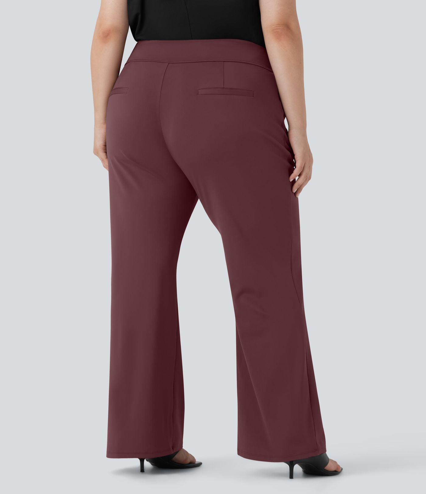 Pantalon tailleur évasé grande taille taille haute Halara Flex™ DayStretch avec poches zippées latérales