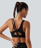Brassière de running Halara UltraSculpt™ côtelée maintien léger asymétrique avec découpe et coussinets amovibles