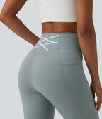 Legging taille haute gainant côtelé avec poches