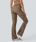 Pantalon de yoga à coupe bootcut gainant taille haute imprimé léopard avec poches Halara UltraSculpt™