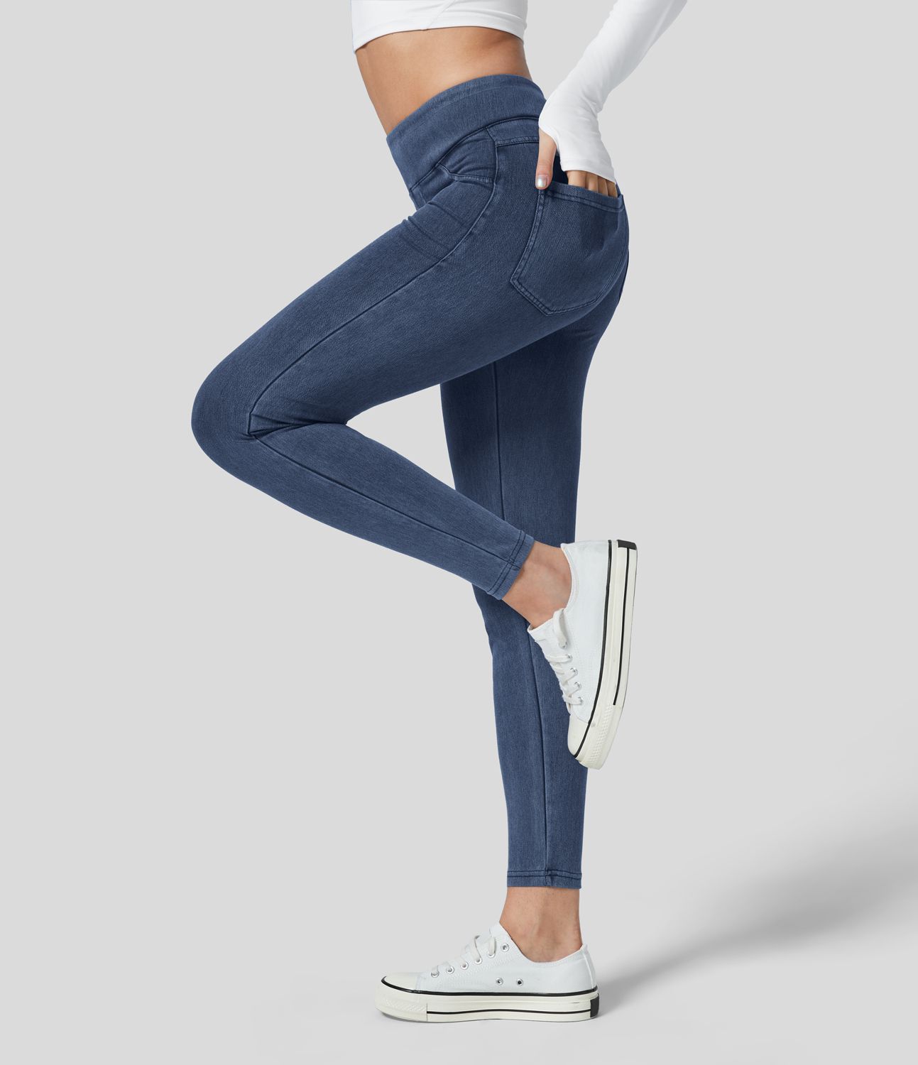 Legging en denim taille haute Halara Flex™ Denim Heat avec poches