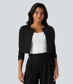 Blazer de travail court col rond manches 3/4