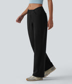 Pantalon décontracté DayStretch taille basse asymétrique coupe droite avec poches