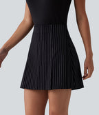Jupe mini allongée trapèze taille haute 2-en-1 effet frais InstantCool à rayures pour le travail