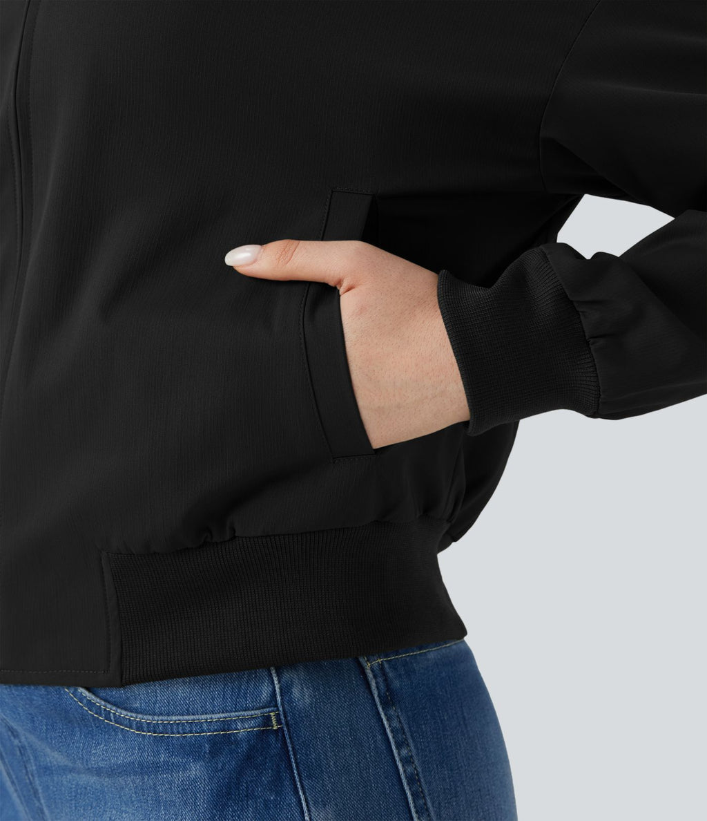 Veste bomber fermeture éclair coupe décontractée avec poches