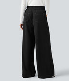 Pantalon baggy taille haute avec poches