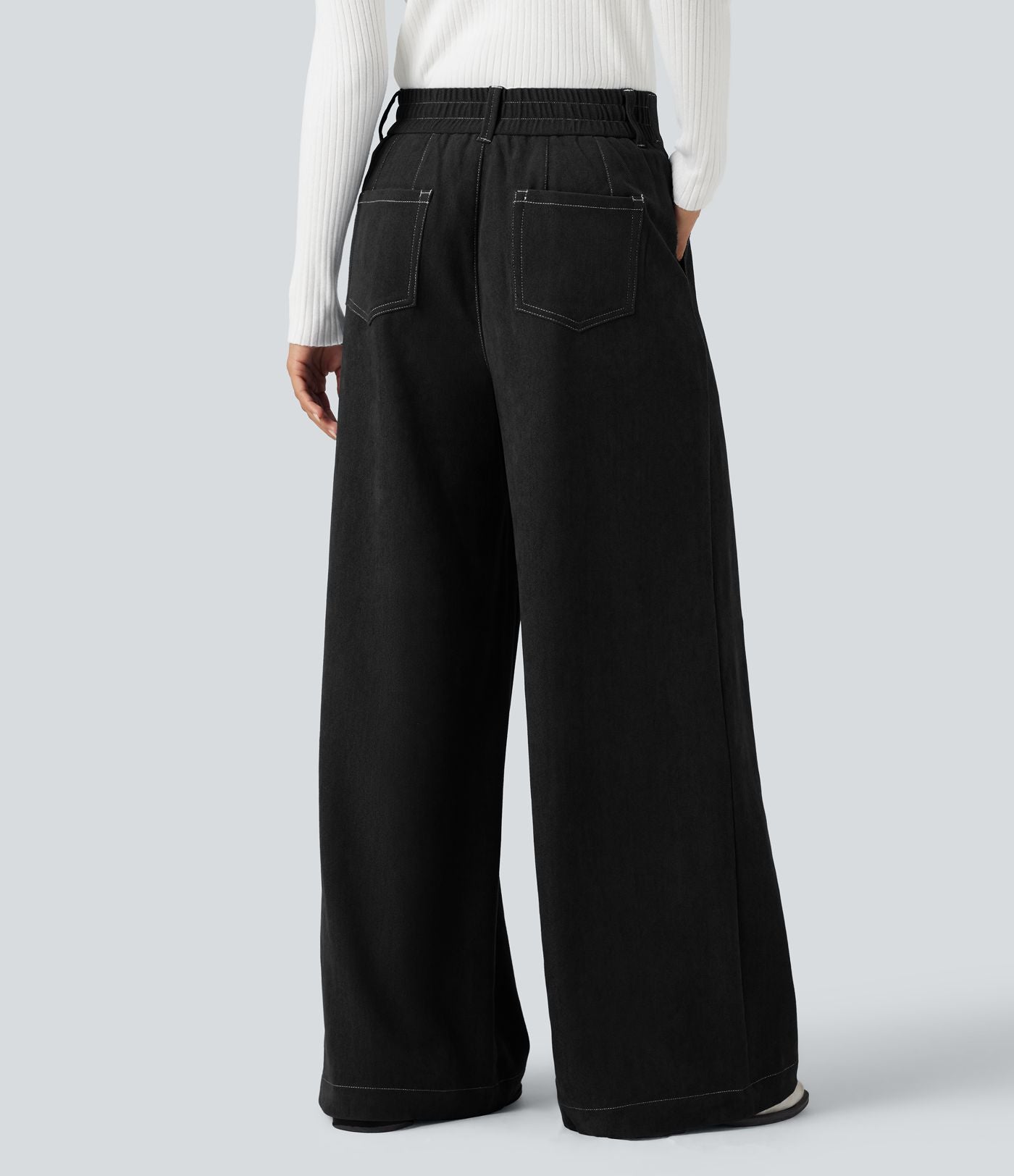 Pantalon baggy taille haute avec poches
