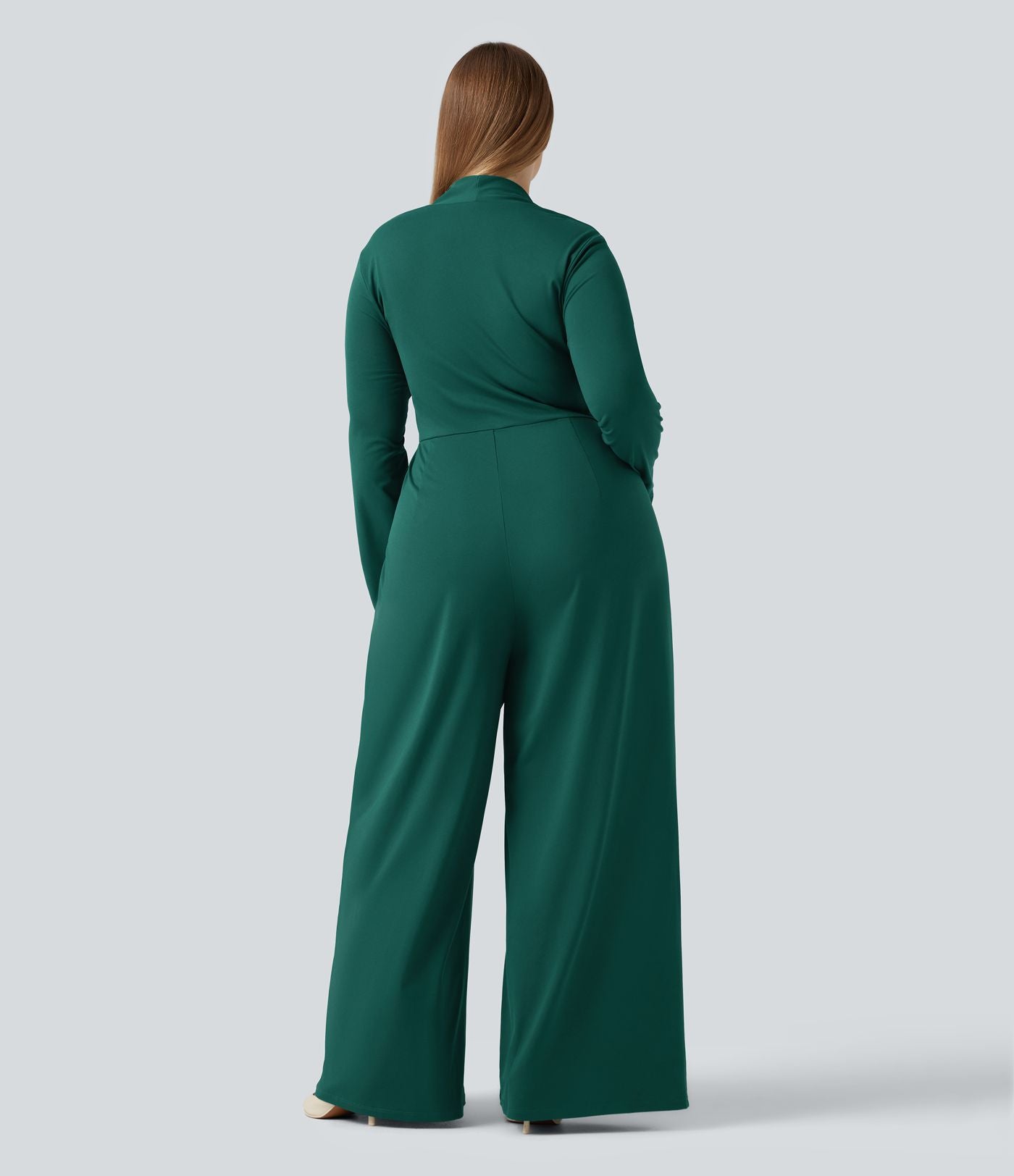 Combinaison grande taille à manches longues et jambes larges avec brassière intégrée