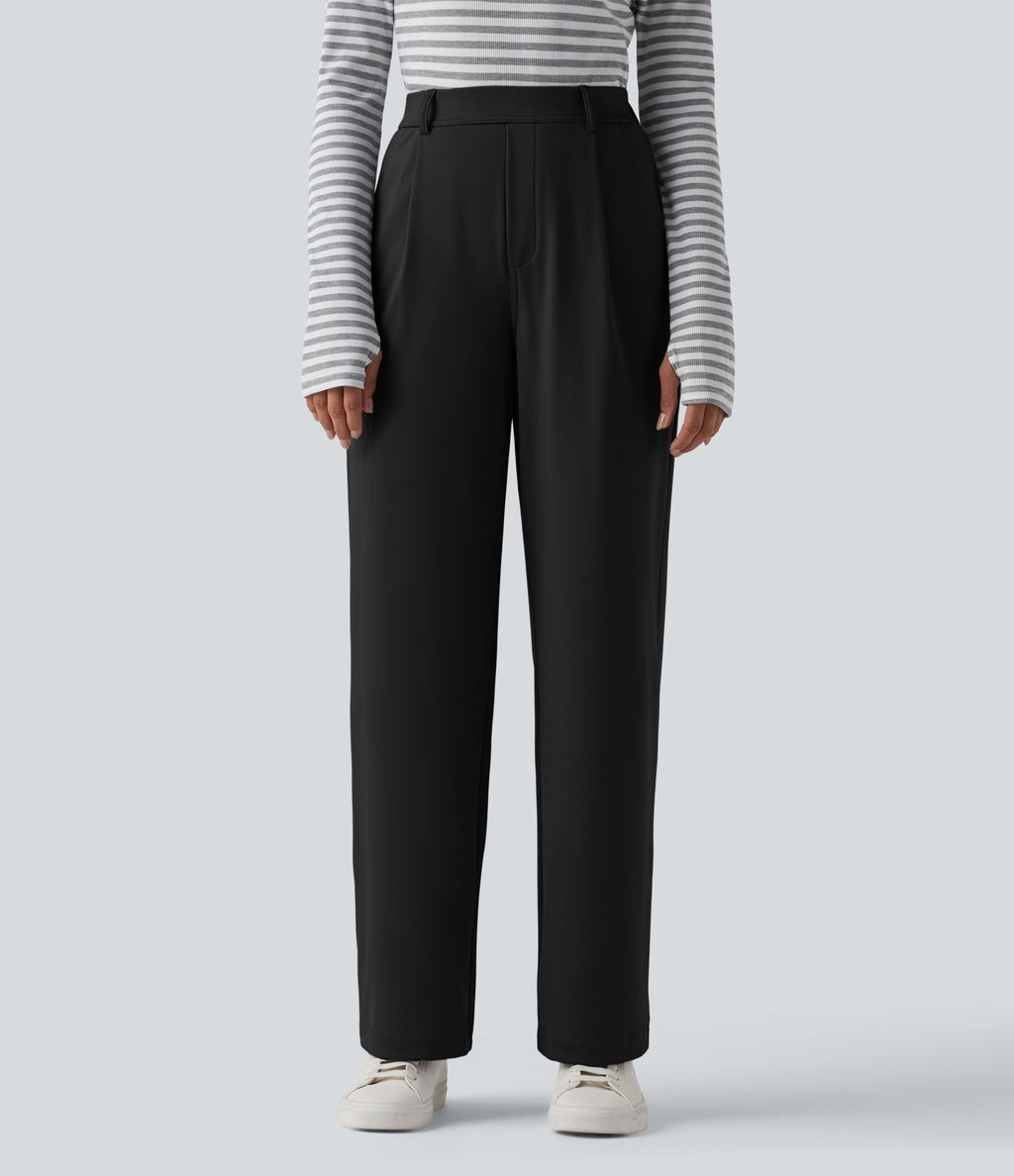 Pantalon tailleur jambes droites slim taille haute Halara Flex™ DayStretch avec poches