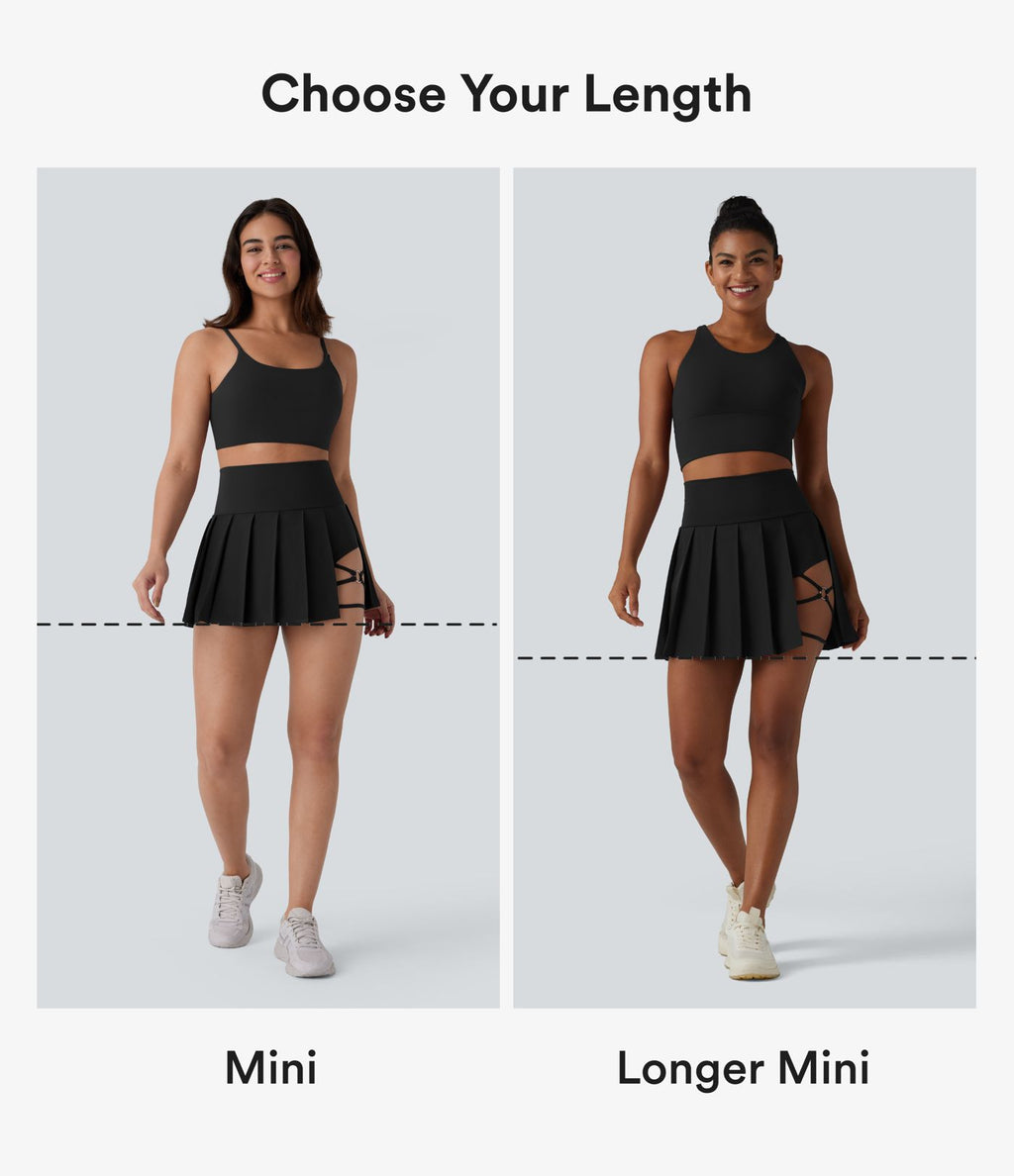 Jupe-short de danse mini Breezeful™ à taille haute, plissée, 2-en-1, avec poches latérales et arrière, ourlet asymétrique et séchage rapide