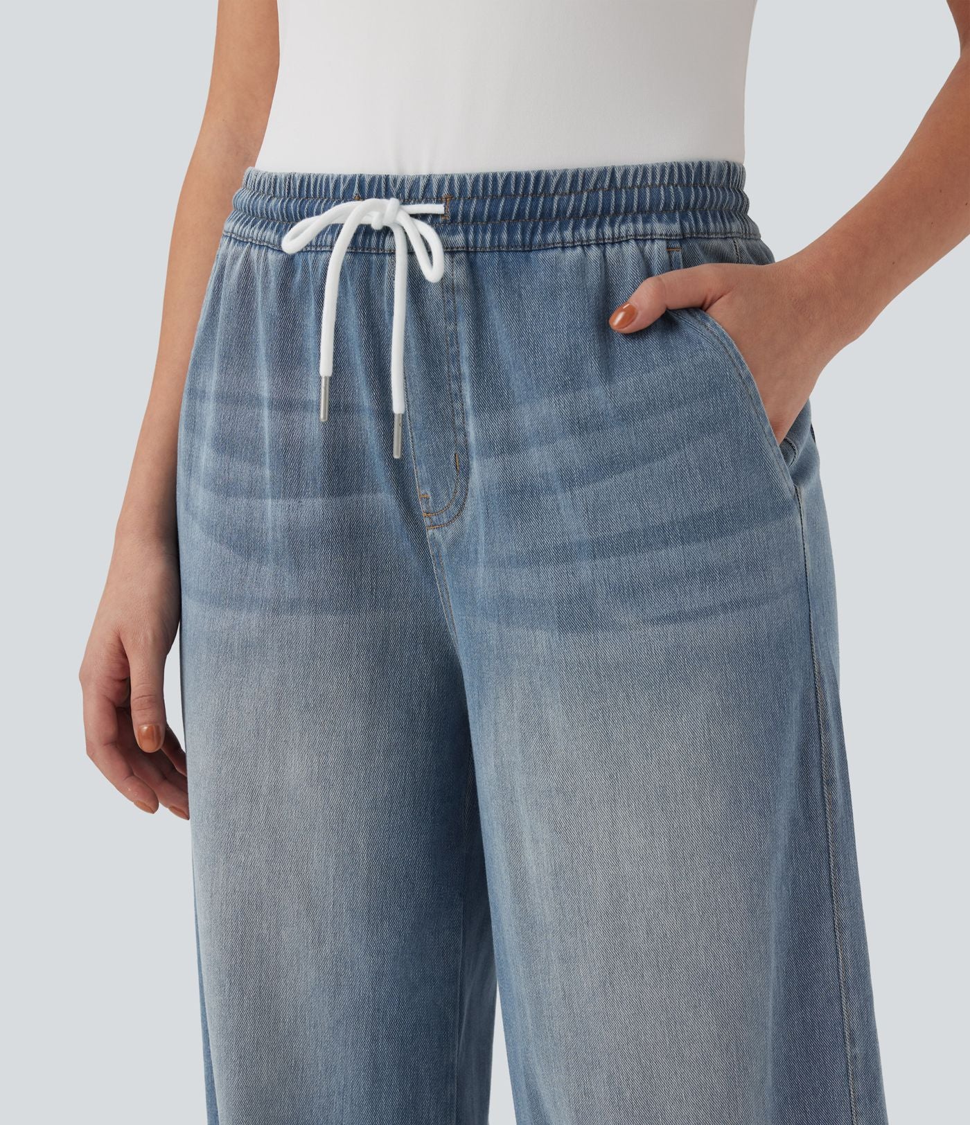 Jean décontracté Halara Flex™ taille mi-haute avec cordon de serrage et pochesns