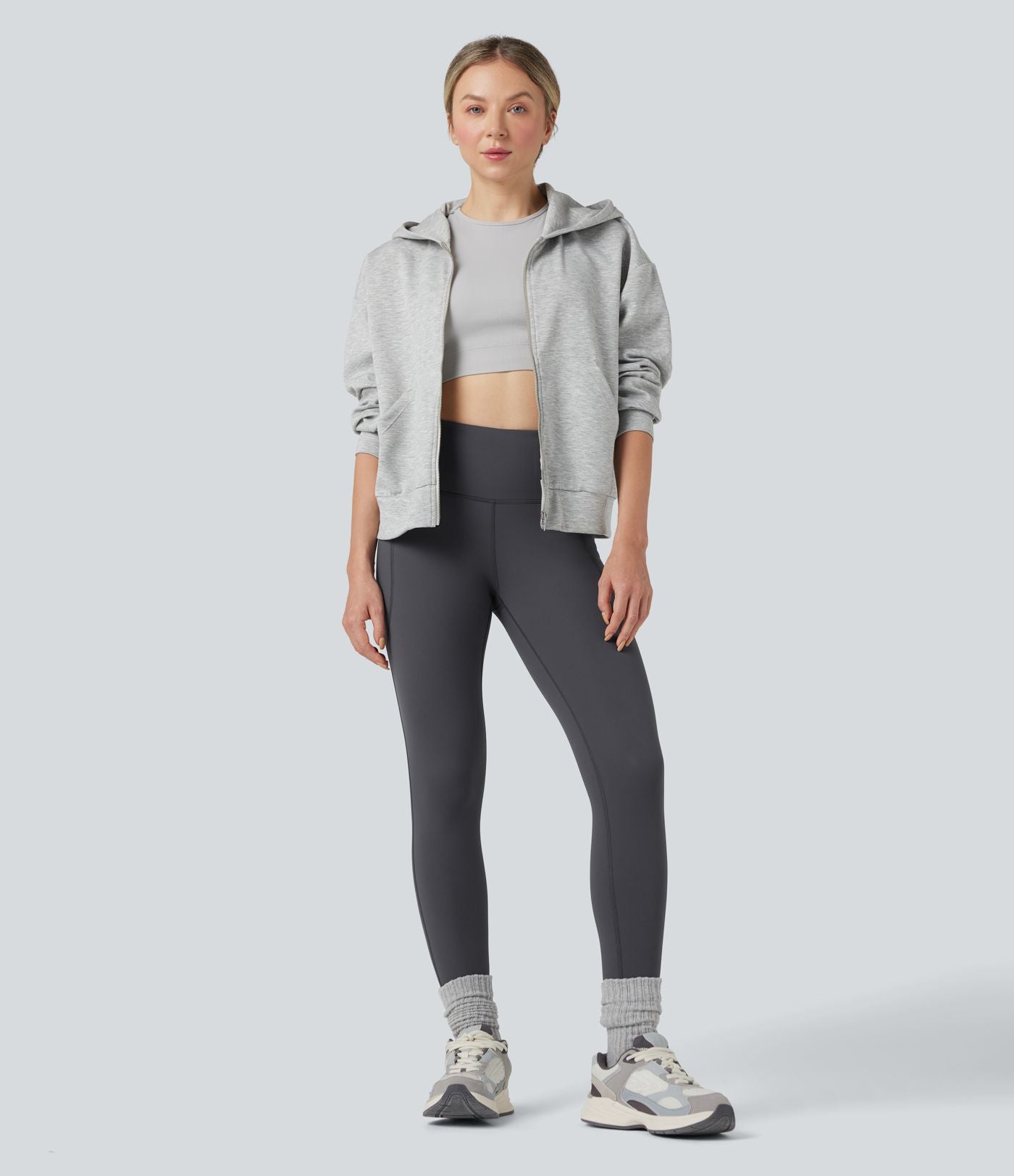 Legging 7/8 en molleton taille haute de randonnée avec poches