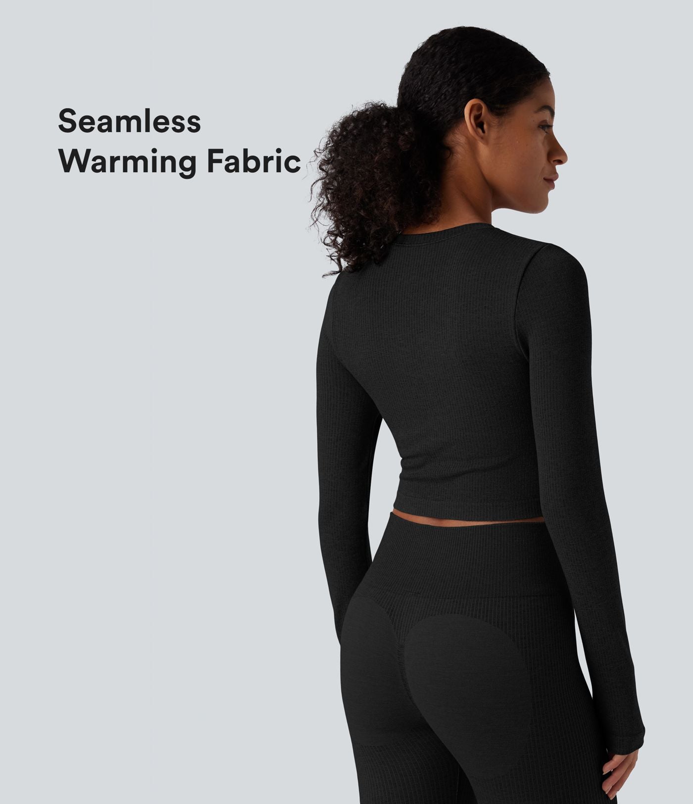 Haut de yoga chaud court col rond manches longues sans coutures OneForm Seamless Flow